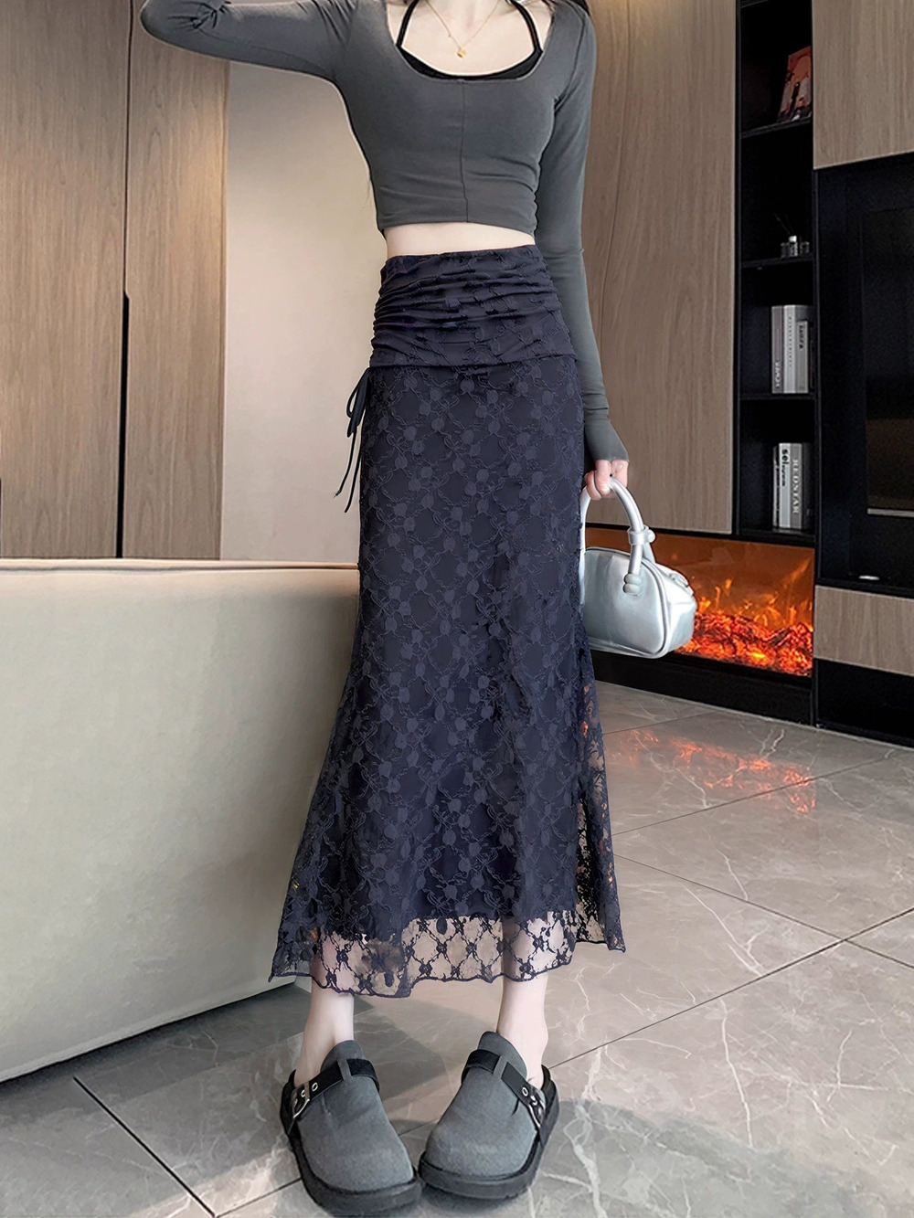 Zara Summer Street Style Lace Mesh Long Skirt Bodycon Slim Fit